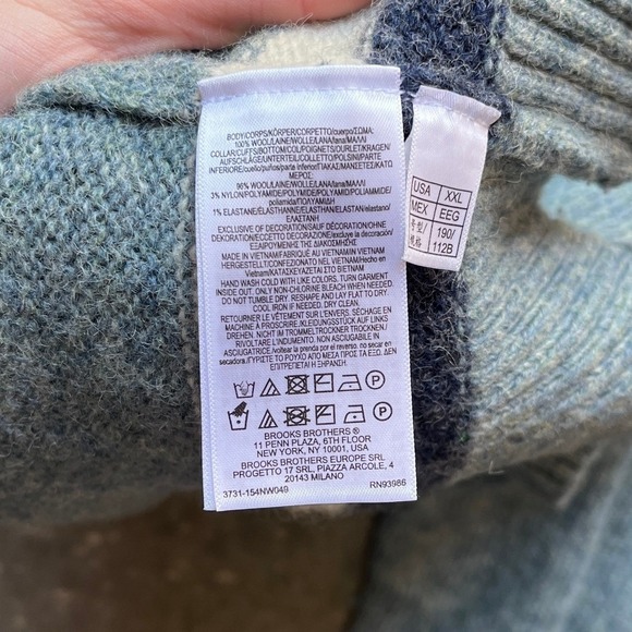 Brooks Brothers Mens Wool V Neck Cricket Tennis Sweater Blue White Stripe XXL - Picture 4 of 6